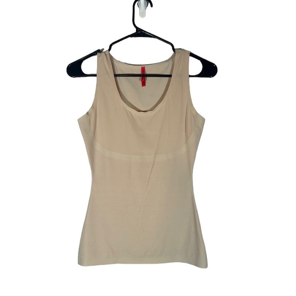 Spanx Beige Crew Neck Stretch Nylon Blend Athletic Slimming Tank Top Women Sz M